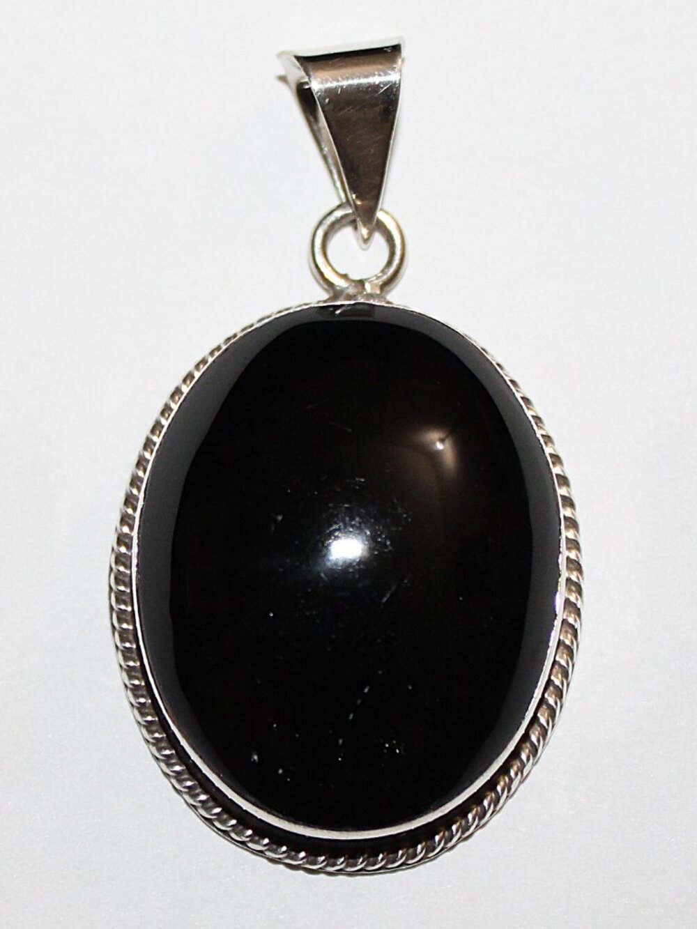 Vintage Sterling Silver Large Taxco Onyx Pendant 36 Grams
